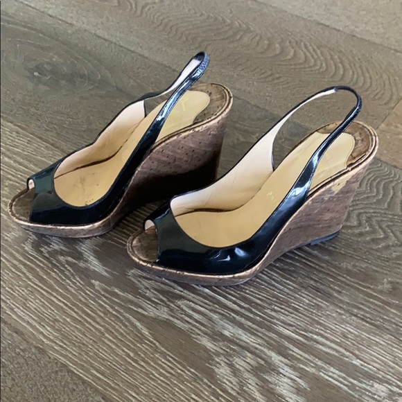 Christian Louboutin wedge  slides peep toe - Picture 3 of 6